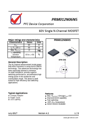 PRM012N06N5 Datasheet PDF PFC Device Inc.
