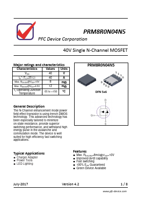PRM8R0N04N5 Datasheet PDF PFC Device Inc.