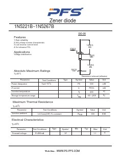 1N5225B Datasheet PDF Shenzhen Ping Sheng Electronics Co., Ltd.