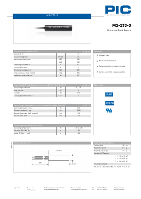 MS-213-3 Datasheet PDF PIC GmbH