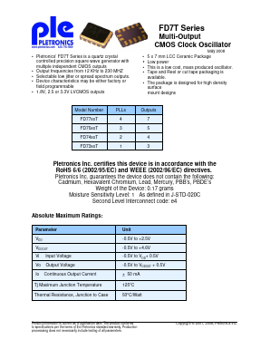 FD7444TLE-25.0M Datasheet PDF Pletronics, Inc.
