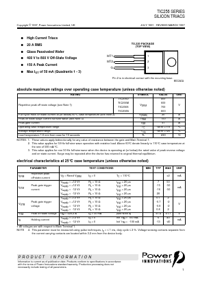 TIC256 Datasheet PDF Power Innovations Ltd