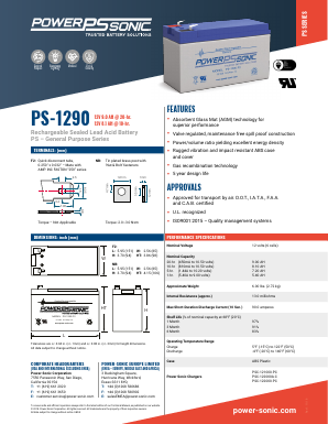PSC-121000-PC Datasheet PDF Power Sonic Corporation