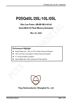 P25Q10LA-NXH-KW Datasheet PDF Puya Semiconductor Co., Ltd.