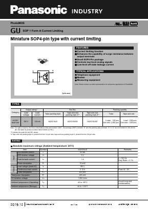 AQY210LSX Datasheet PDF Panasonic Corporation