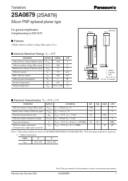 2SA0879 Datasheet PDF Panasonic Corporation