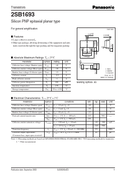 2SB169300L Datasheet PDF Panasonic Corporation