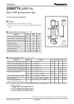 2SB774 Datasheet PDF Panasonic Corporation