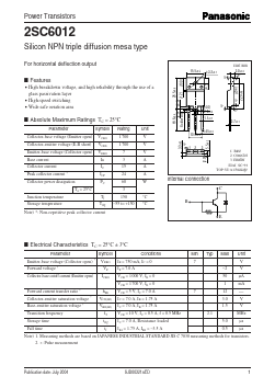 2SC6012 Datasheet PDF Panasonic Corporation