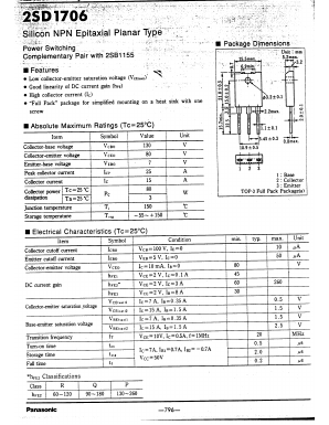 D1706 Datasheet PDF Panasonic Corporation