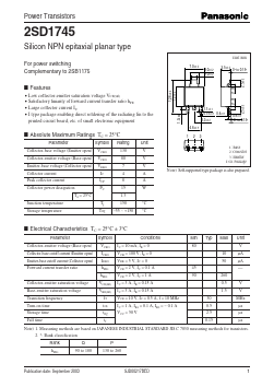 2SD1745 Datasheet PDF Panasonic Corporation