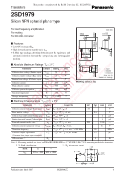 2SD1979T Datasheet PDF Panasonic Corporation