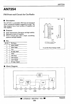 AN7254 Datasheet PDF Panasonic Corporation