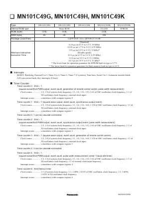 MN101C49K Datasheet PDF Panasonic Corporation