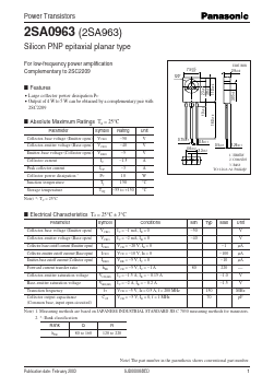 2SA0963 Datasheet PDF Panasonic Corporation