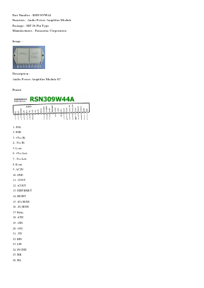 RSN309W44A Datasheet PDF Panasonic Corporation