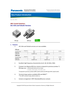 ARV23N12 Datasheet PDF Panasonic Corporation