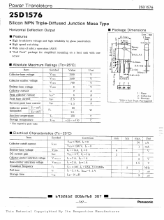 D1576 Datasheet PDF Panasonic Corporation