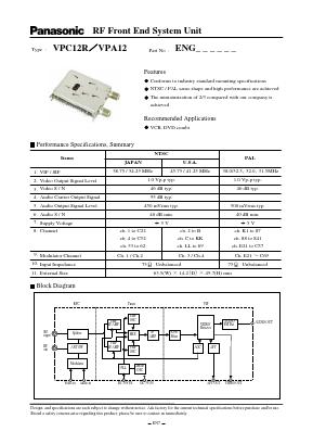 VPC12R Datasheet PDF Panasonic Corporation