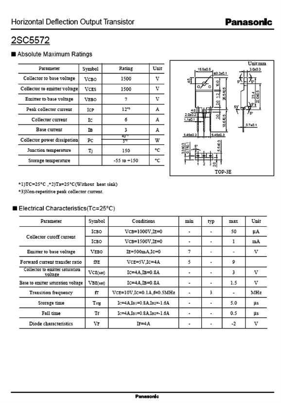 2SC5572 Datasheet PDF Panasonic Corporation