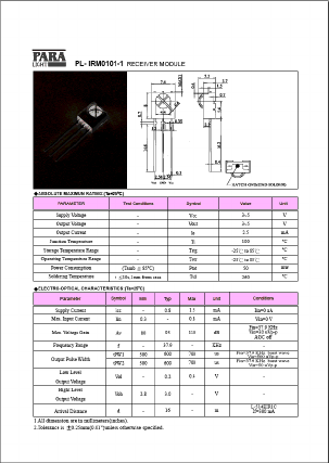 PL-IRM0204-A538 Datasheet PDF Para Light Electronics