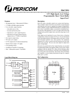 PI6C3991 Datasheet PDF Pericom Semiconductor