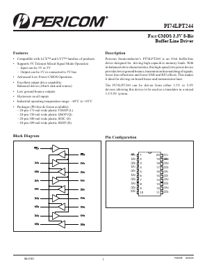 PI74LPT244 Datasheet PDF Pericom Semiconductor