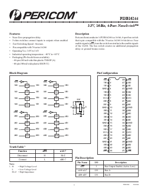PI3B16244VE Datasheet PDF Pericom Semiconductor