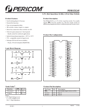 PI3B32X245BE Datasheet PDF Pericom Semiconductor
