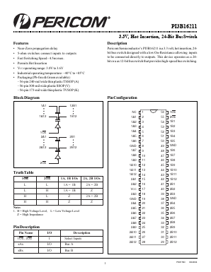 PI3B16211AE Datasheet PDF Pericom Semiconductor