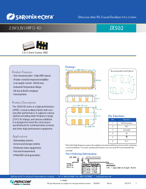 JX502 Datasheet PDF Pericom Semiconductor