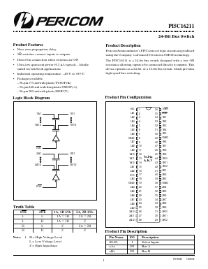 PI5C16211V Datasheet PDF Pericom Semiconductor