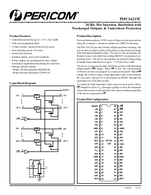 PI5C16215CA Datasheet PDF Pericom Semiconductor
