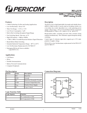 PI5A3159 Datasheet PDF Pericom Semiconductor