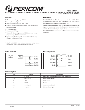 PI6C2404A-1W Datasheet PDF Pericom Semiconductor
