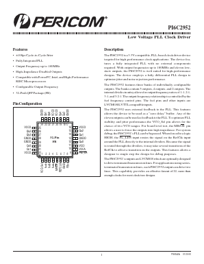 PI6C2952 Datasheet PDF Pericom Semiconductor