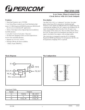 PI6C2510-133EL Datasheet PDF Pericom Semiconductor