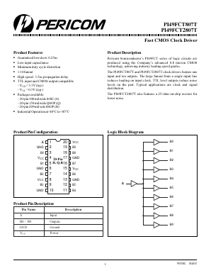 PI49FCT807THB Datasheet PDF Pericom Semiconductor