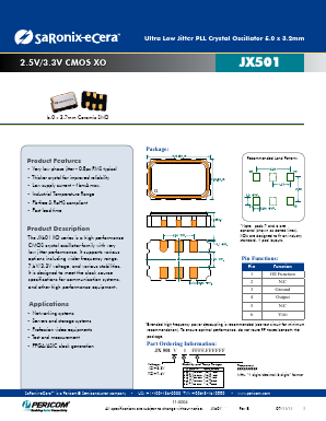 JX501 Datasheet PDF Pericom Semiconductor