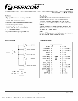 PI6C184S Datasheet PDF Pericom Semiconductor