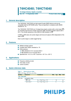 74HC4040PW Datasheet PDF Philips Electronics
