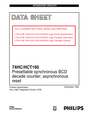 74HCT160 Datasheet PDF Philips Electronics