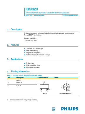 BSN20 Datasheet PDF Philips Electronics