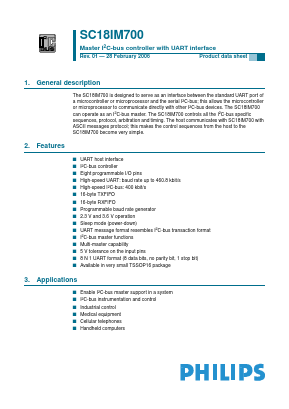 SC18IM700IPW Datasheet PDF Philips Electronics