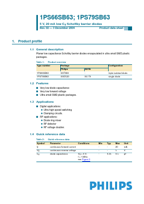 1PS79SB63 Datasheet PDF Philips Electronics