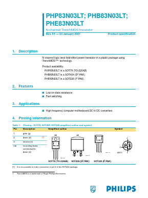 PHE83N03LT Datasheet PDF Philips Electronics