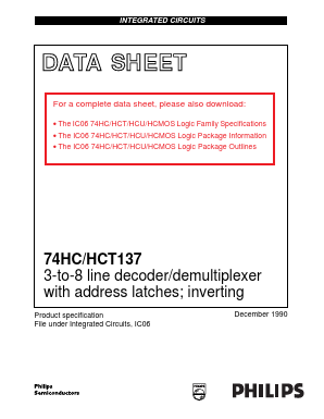 74HC137 Datasheet PDF Philips Electronics