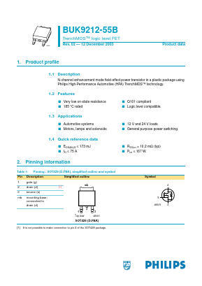 BUK9212-55B Datasheet PDF Philips Electronics