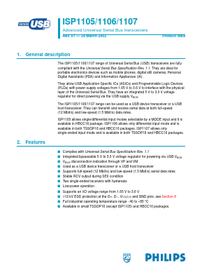 ISP1105W Datasheet PDF Philips Electronics