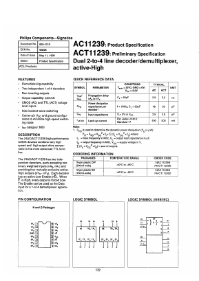 74ACT11239D Datasheet PDF Philips Electronics